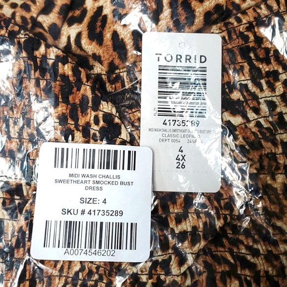 ❤NWT VINTAGE TORRID LEOPARD PRINT MIDI WASHABLE CHALLIS DRESS POCKETS PLUS SIZE - Picture 8 of 14
